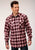 Roper Mens Red/White 100% Cotton Unlined Flannel Plaid L/S Shirt