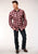 Roper Mens Red/White 100% Cotton Unlined Flannel Plaid L/S Tall Shirt