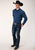 Roper Mens Solid Blue 100% Cotton Black Fill L/S Tall Shirt