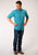Roper Mens Turquoise 100% Cotton Foulard BD S/S Btn Shirt