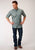 Roper Mens Blue 100% Cotton Saddle Paisley BD S/S 1 Pkt Shirt