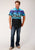 Roper Mens Blue 100% Cotton Beach Roundup S/S 2 Pkt Shirt