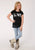 Roper Girls Black Poly/Rayon LOVE Horseshoe S/S T-Shirt