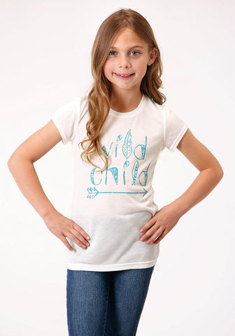 Roper Girls Cream Poly/Rayon Wild Child S/S T-Shirt