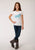 Roper Girls Optic White Poly/Rayon Blue Horse S/S T-Shirt