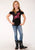 Roper Girls Kids Black Poly/Rayon Pink Horse S/S T-Shirt