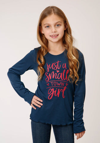 Roper Girls Navy Poly/Rayon Small Town Girl L/S T-Shirt