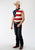 Roper Mens Multi-Color 100% Cotton American Flag BD S/L Patriotic Shirt
