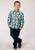Roper Boys Kids Vintage Turquoise 100% Cotton Plaid L/S Shirt