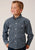 Roper Boys Kids Blue 100% Cotton Four Leaf Foulard BD L/S Button Shirt