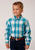 Roper Boys Kids Turquoise 100% Cotton Sand Ombre Plaid BD L/S Shirt