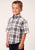 Roper Boys Kids Grey 100% Cotton Smokey Plaid BD S/S Button Shirt