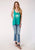 Roper Womens Turquoise Poly/Rayon Loose Fit Buffalo S/L Tank Top