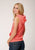 Roper Womens Coral Red Cotton Blend Crop Top S/L Hoodie