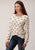Roper Womens Cream Rayon/Nylon Micro French Terry L/S T-Shirt