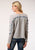 Roper Womens Grey 100% Cotton Floral Mesh L/S V-Neck T-Shirt