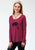 Roper Womens Maroon Poly/Rayon Arrow & Bison L/S T-Shirt