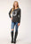 Roper Womens Charcoal Grey Poly/Rayon Horseshoe L/S T-Shirt