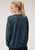 Roper Womens Teal Cotton Blend Longhorn Knit Sweatshirt