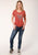 Roper Womens Red Poly/Rayon Blaze Your Own Trail S/S T-Shirt