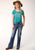 Roper Womens Turquoise Poly/Rayon Small Town Proud S/S T-Shirt
