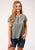 Roper Womens Charcoal Grey Poly/Rayon Inset Crochet S/S T-Shirt