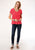 Roper Womens Red 100% Cotton Geometric Sleeves S/S T-Shirt