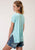 Roper Womens Light Turquoise Poly/Rayon Grommets S/S T-Shirt