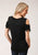 Roper Womens Black Poly/Rayon Cold Shoulder S/S Longhorn T-Shirt