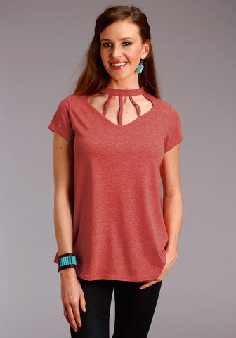 Roper Womens Red Poly/Cotton Taos Sunrise S/S T-Shirt