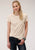 Roper Womens Ivory Poly/Rayon Western Fringe S/S T-Shirt