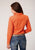 Roper Womens Orange 100% Cotton Solid Poplin L/S Snap Shirt