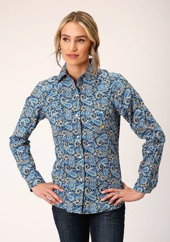 Roper Womens Blue 100% Cotton Amarillo Paisley L/S Shirt