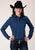 Roper Womens Solid Blue 100% Cotton Black Fill L/S Snap Shirt