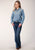 Roper Womens Light Blue 100% Cotton Stars Longhorn BD L/S Shirt