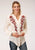 Roper Womens Cream Rayon/Nylon Red Floral L/S Blouse