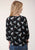 Roper Womens Black Rayon/Nylon Wild Horses 3/4 Sleeve Blouse