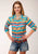 Roper Womens Multi-Color Rayon/Nylon Serape Print L/S Snap Shirt