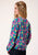 Roper Womens Turquoise/Purple Rayon/Nylon Cactus Print L/S Blouse