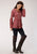Roper Womens Red Polyester Floral Border L/S Blouse