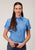 Roper Womens Blue 100% Cotton Cottage Foulard S/S Snap Shirt