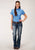 Roper Womens Blue 100% Cotton Cottage Foulard S/S Snap Shirt