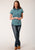Roper Womens Turquoise 100% Cotton Upstream Paisley S/S Shirt