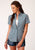 Roper Womens Blue 100% Cotton Geo BD S/S Button Shirt