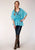 Roper Womens Turquoise 100% Cotton Peasant Top S/S Tunic