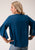 Roper Womens Blue Rayon/Nylon Paisley Floral S/S Blouse