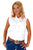 Roper Womens White 100% Cotton Sleeveless Solid Poplin Snap Western Shirt