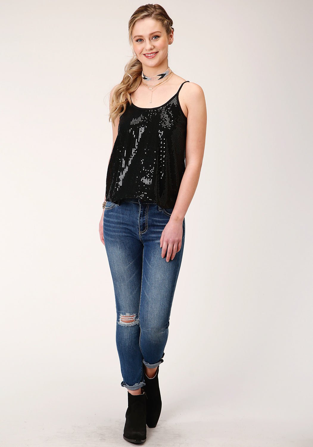 Roper Womens Black Polyester Sequin Lined S/L Cami – The Western Company