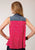 Roper Womens Red/Blue Rayon/Nylon Arrow Print S/L V-Neck Blouse