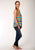 Roper Womens Multi-Color Rayon/Nylon Serape Stripe S/L Blouse